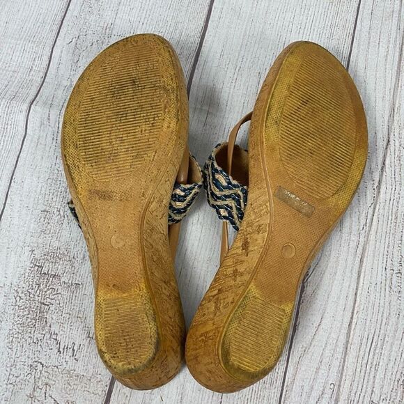 Italian shoemaker wedge flip flop sandals w/weave strap sz 8.5 women - Picture 4 of 7